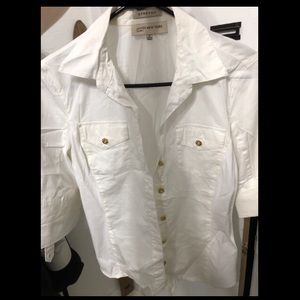 White quarter sleeve button up